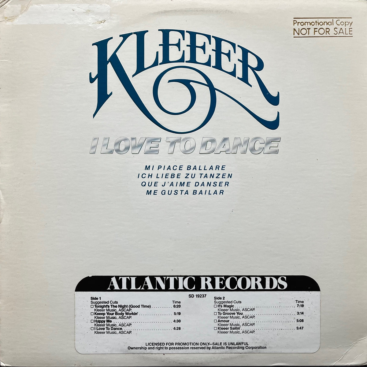 KLEEER / I Love To Dance (SD 19237, LP) – TICRO MARKET
