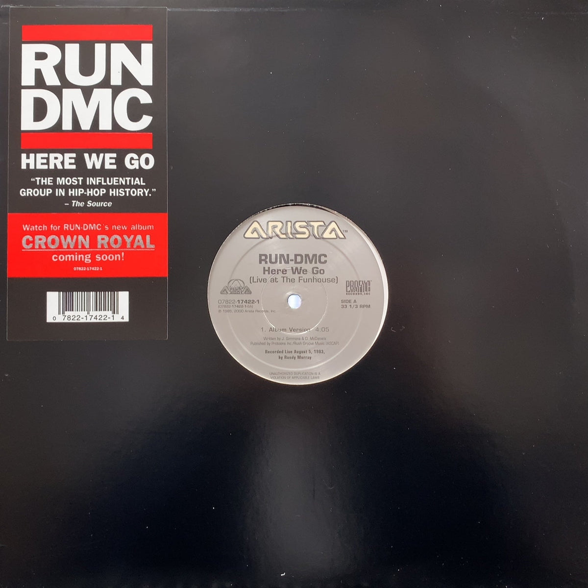 RUN D.M.C. / Here We Go (Live At The Funhouse) 07822-17422-1, 12inch