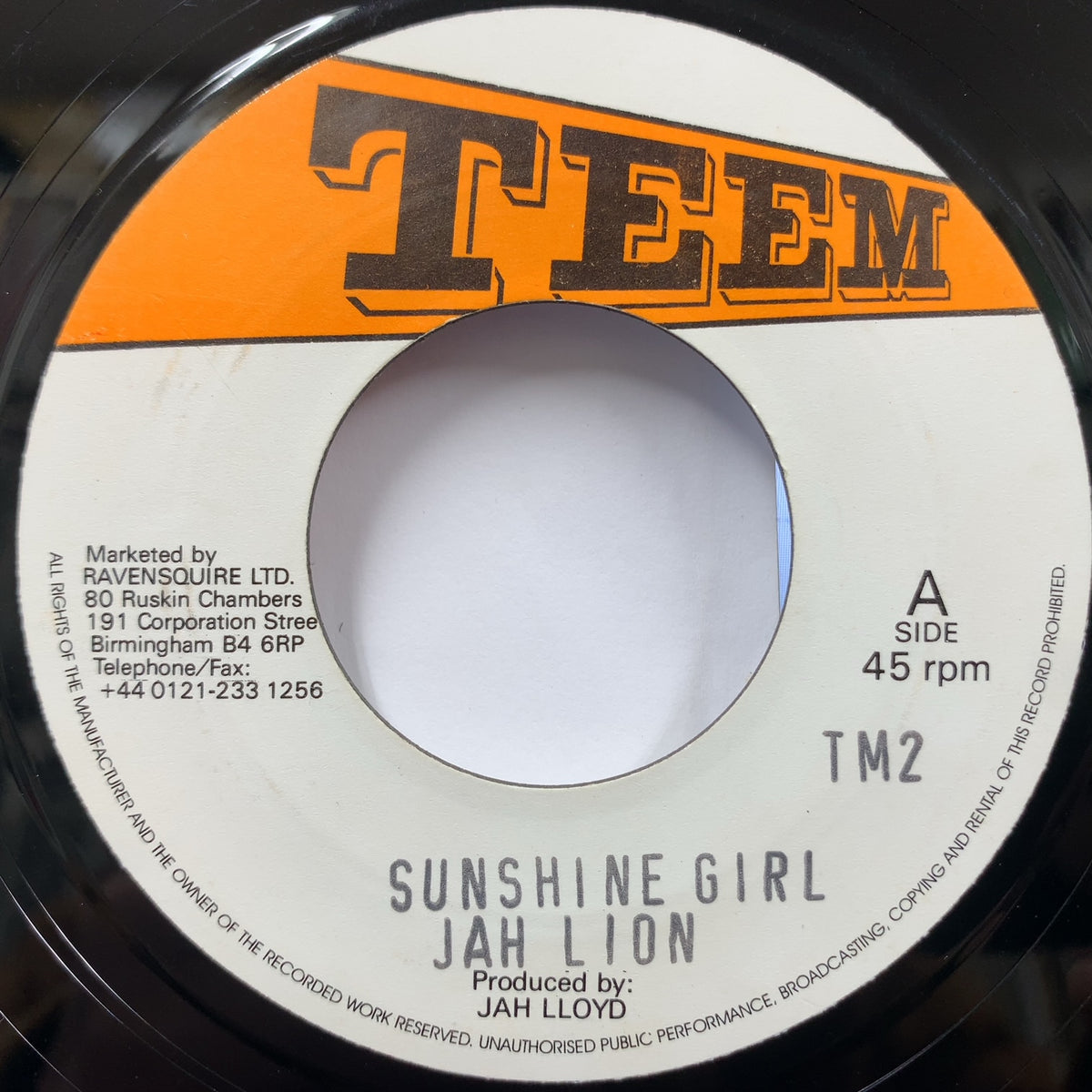 JAH LION / Sunshine Girl (TM2, 7inch) Reissue – TICRO MARKET