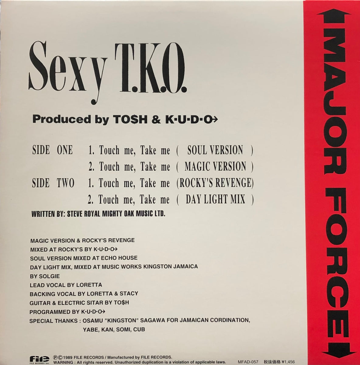 SEXY T.K.O. / Touch Me, Take Me (Major Force, MFAD-057, 12inch