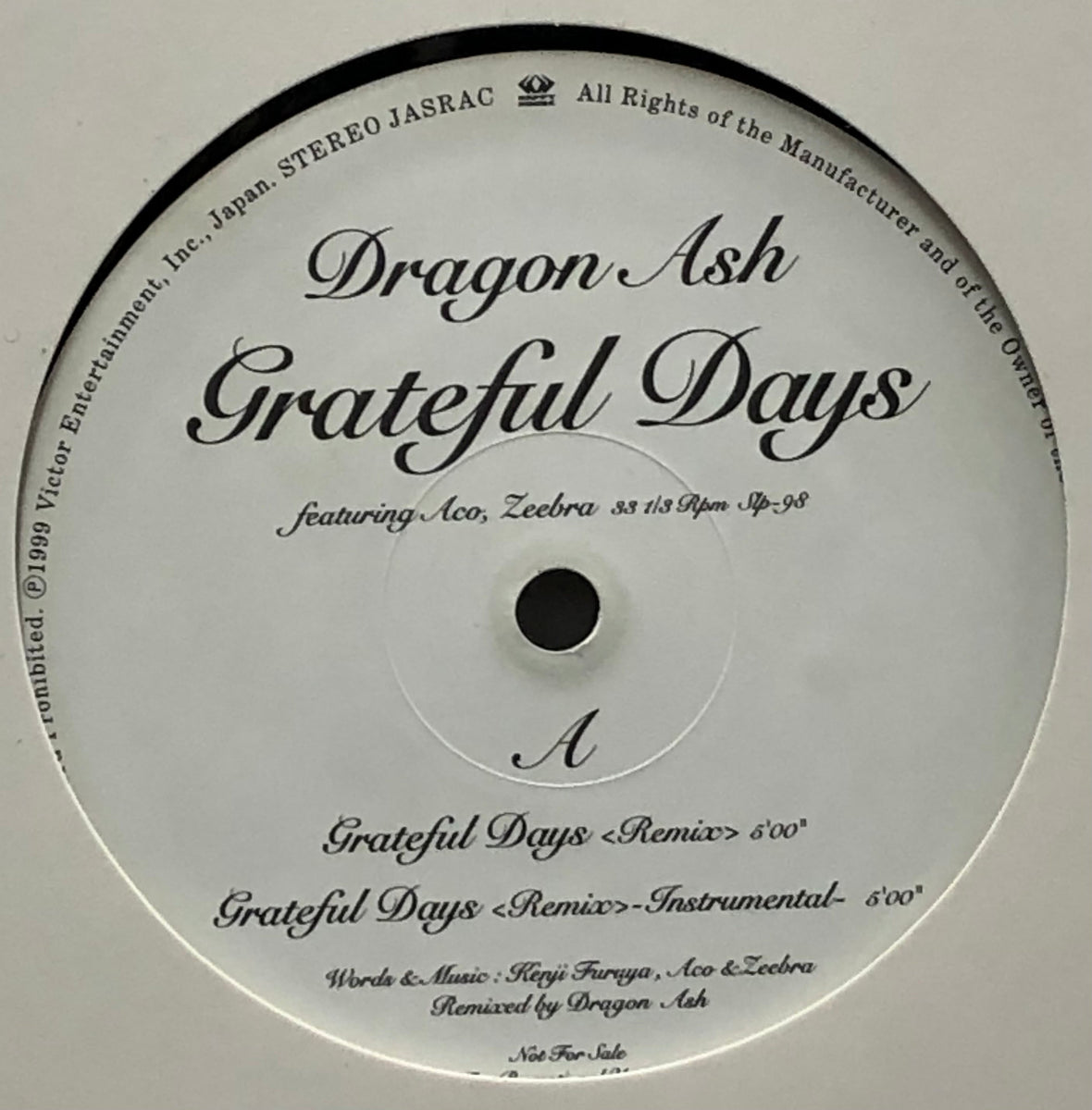 DRAGON ASH Featuring ACO, Zeebra / Grateful Days (Promo 