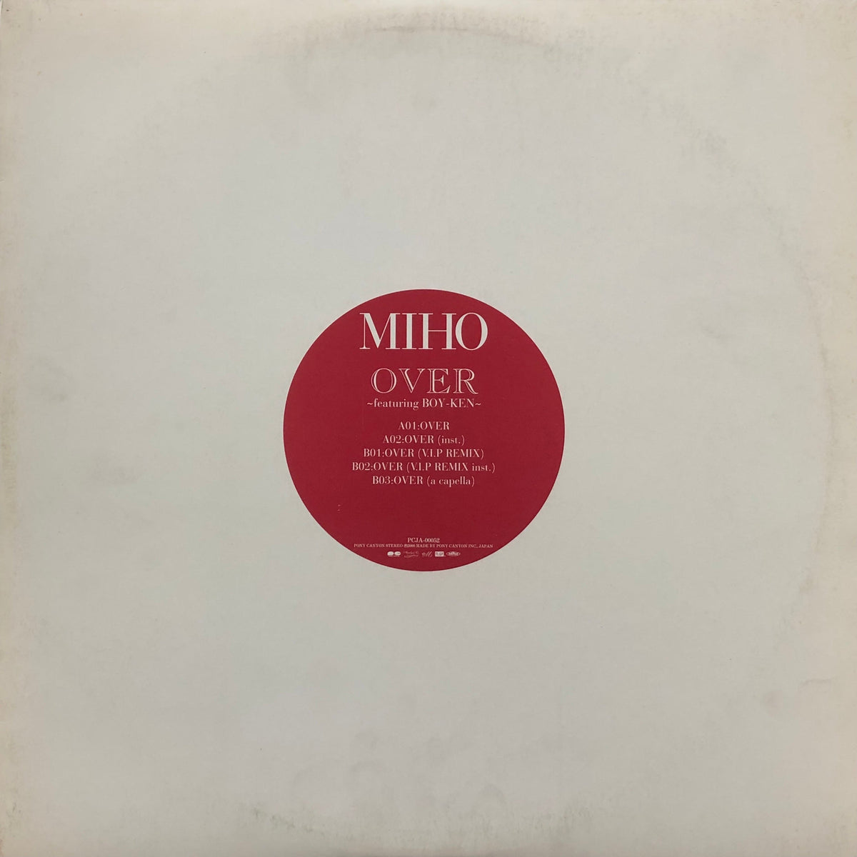 MIHO OVER featuring BOY-KEN アナログレコード MIHO / OVER Featuring Boy-Ken (PCJA-00052) – TICRO MARKET
