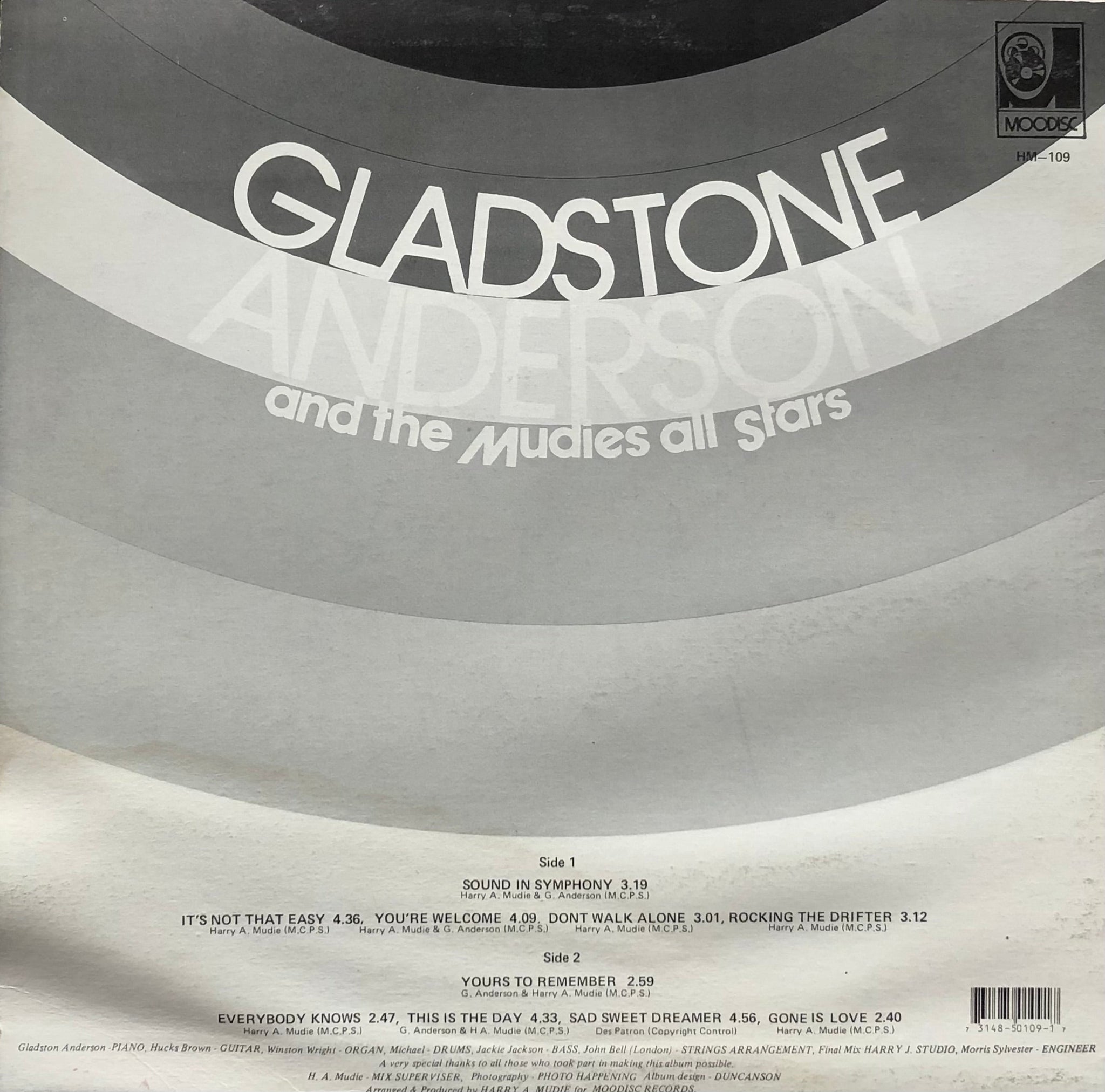 GLADSTONE ANDERSON & MUDIES ALL STARS / Glady Unlimited (Moodisc, HM1