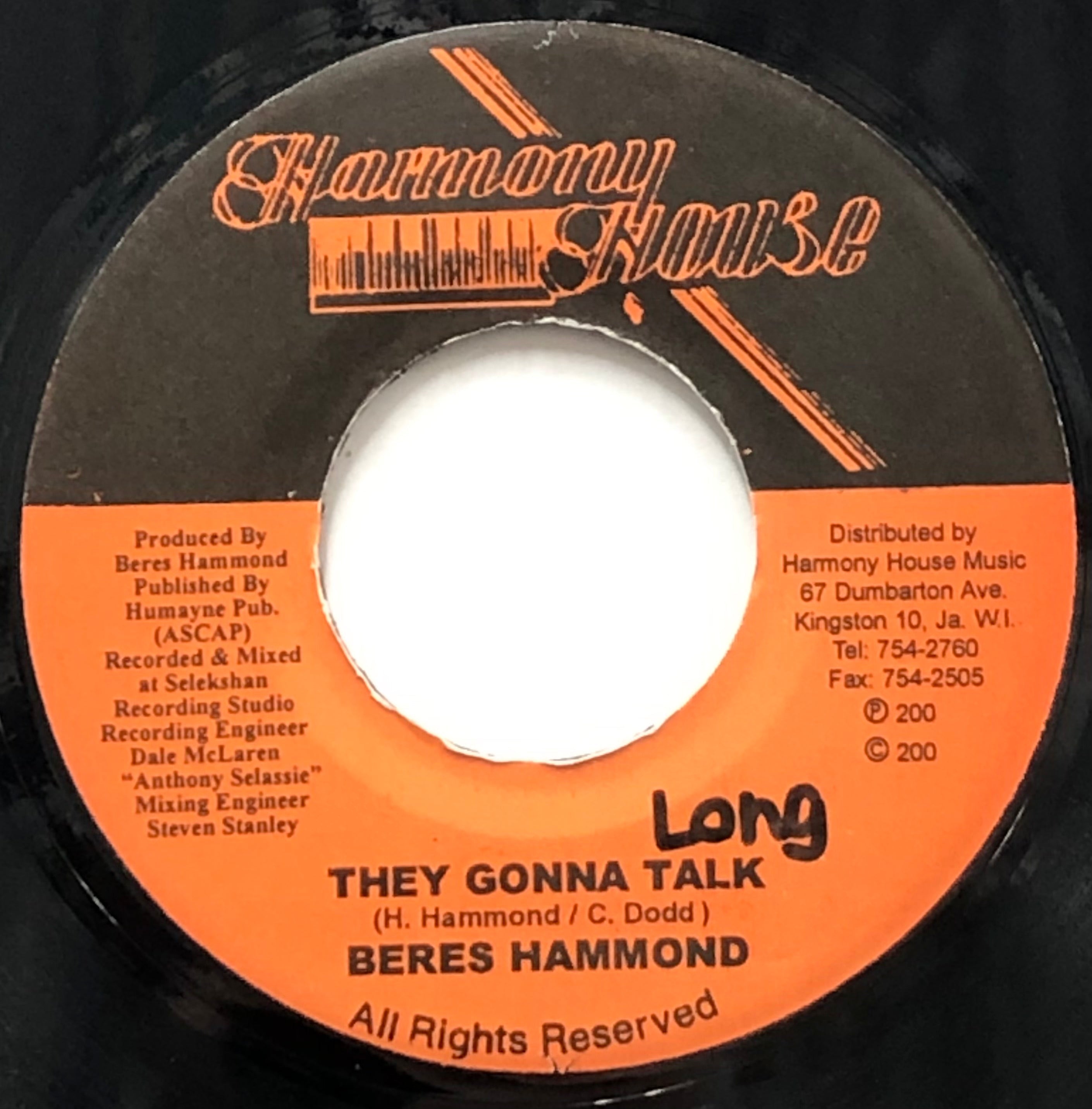 BERES HAMMOND They Gonna Talk (Harmony House, 7inch) – TICRO MARKET