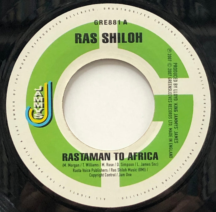 RAS SHILOH - BLACK UHURU / Rastaman To Africa / I Love King Selassie (Greensleeves, GRE 881, 7inch)