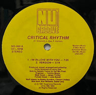 CRITICAL RHYTHM / I'm In Love With You (Nu Groove, NG-069, 12inch)