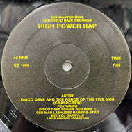 DISCO DAVE AND THE FORCE OF FIVE MCS, CRASHCREW / High Power Rap (CC 1000, 12inch) Reissue