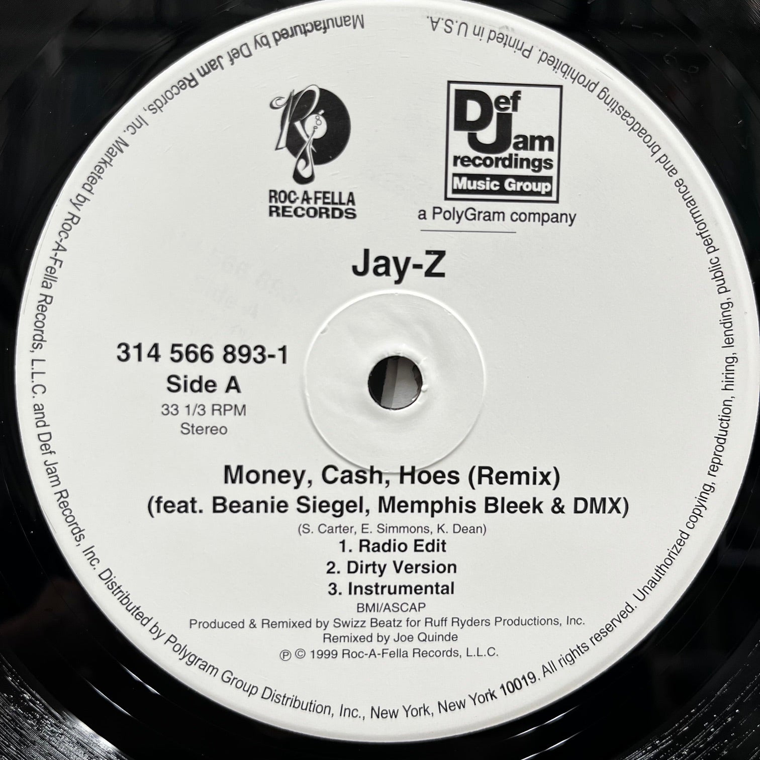 JAY-Z / Money, Cash, Hoes (Remix) / Jigga What? 314 566 893-1