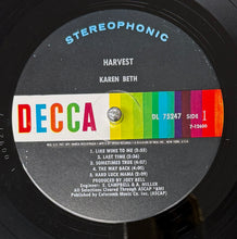 画像をギャラリービューアに読み込む, KAREN BETH / Harvest (Decca – DL 75247, LP)
