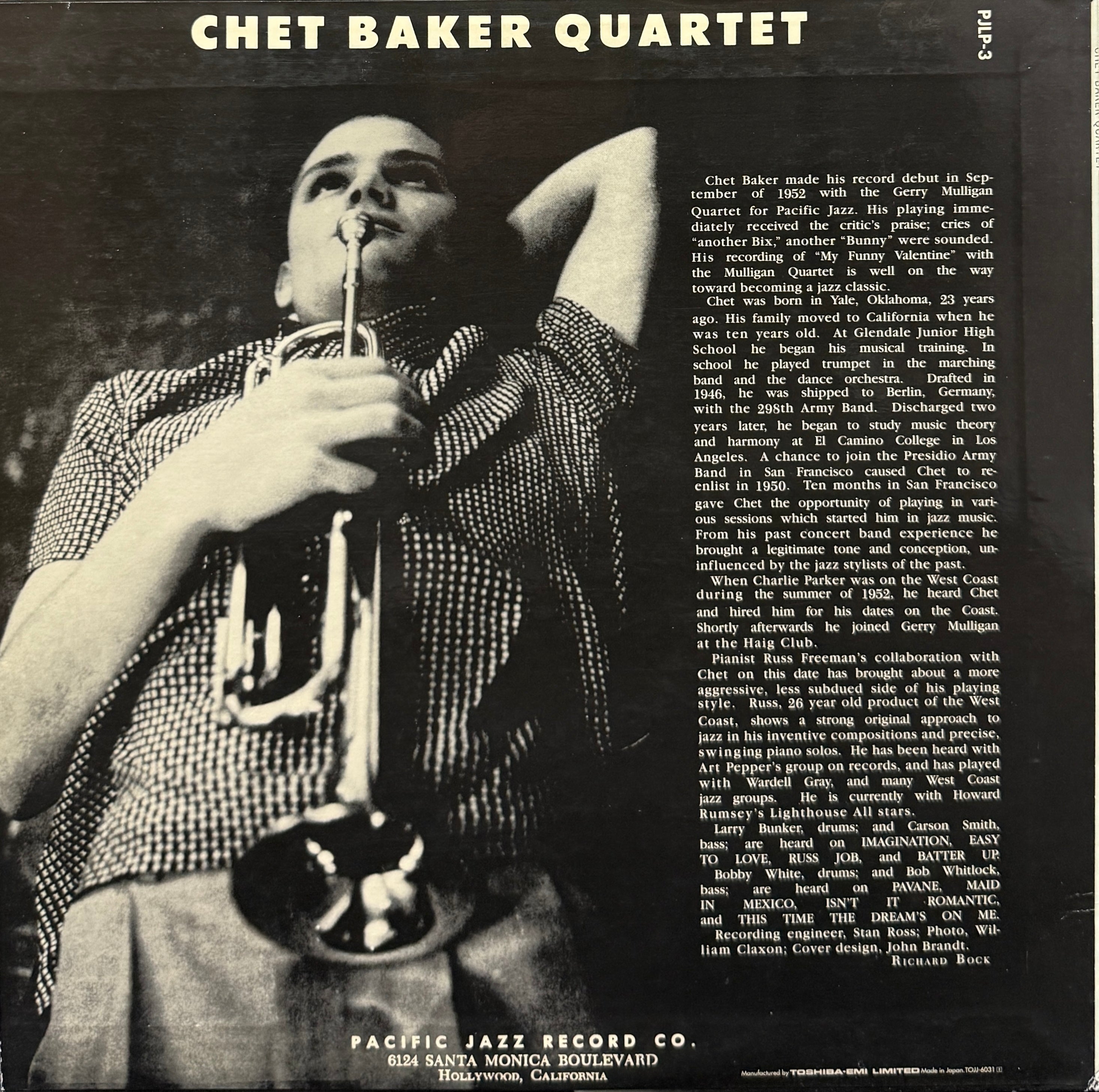 CHET BAKER QUARTET / Chet Baker Quartet (Pacific Jazz – TOJJ-6031