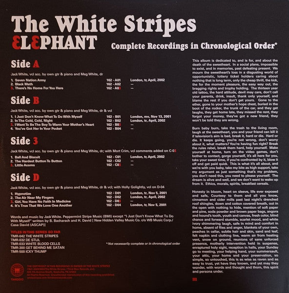 WHITE STRIPES / Elephant (inc. Seven Nation Army) LP – TICRO
