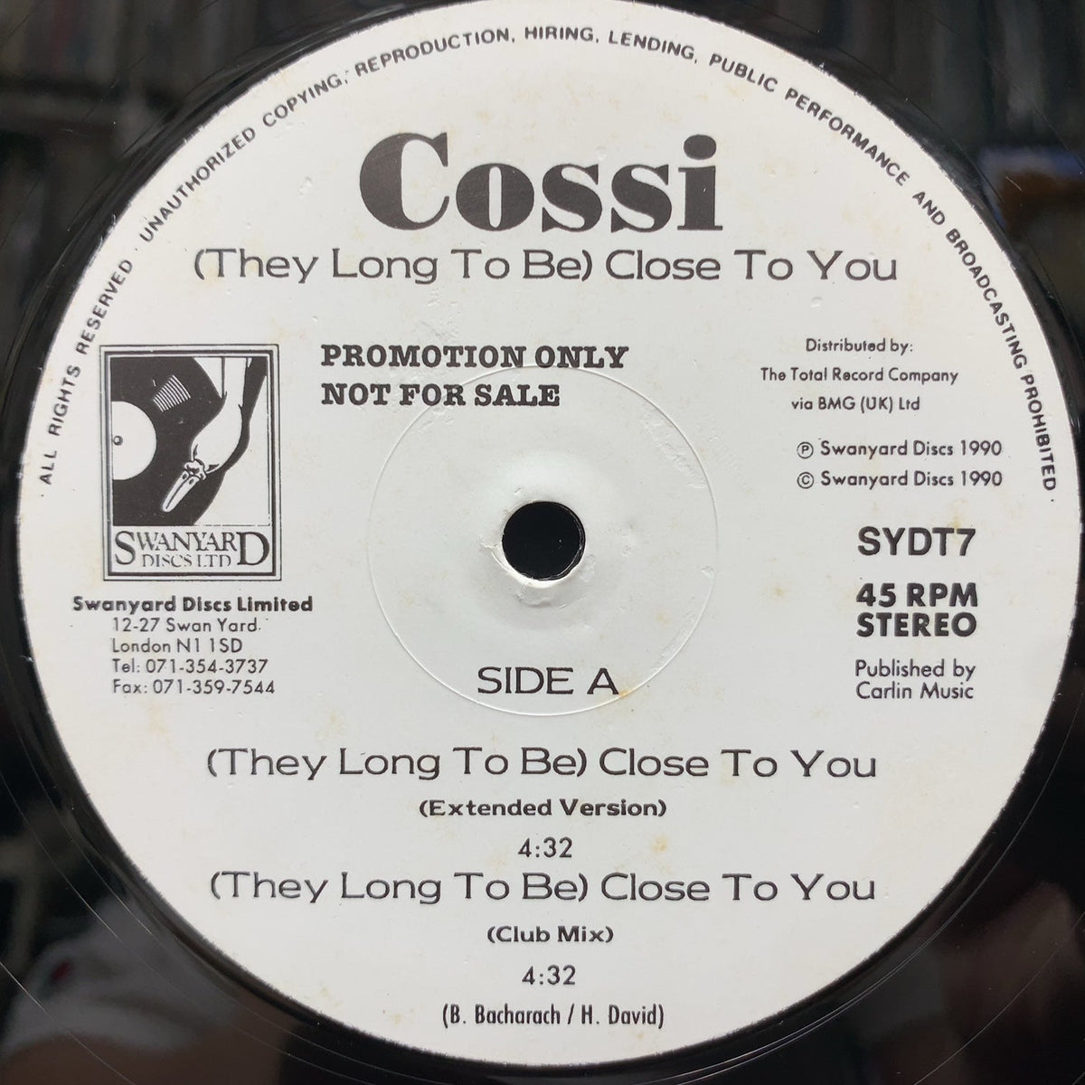7インチ　Cossi / Close To You COSSI / (THEY LONG TO BE) CLOSE TO YOU – TICRO MARKET