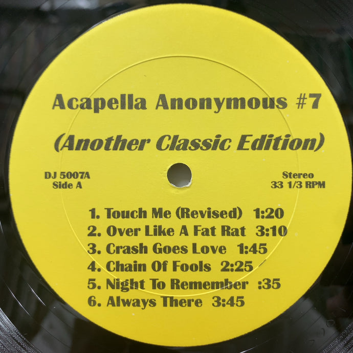 V.A. (FONDA RAE, SHALAMAR, MICHAEL JACKSON) / Acapella Anonymous Vol. #7 (DJ 5007, LP)