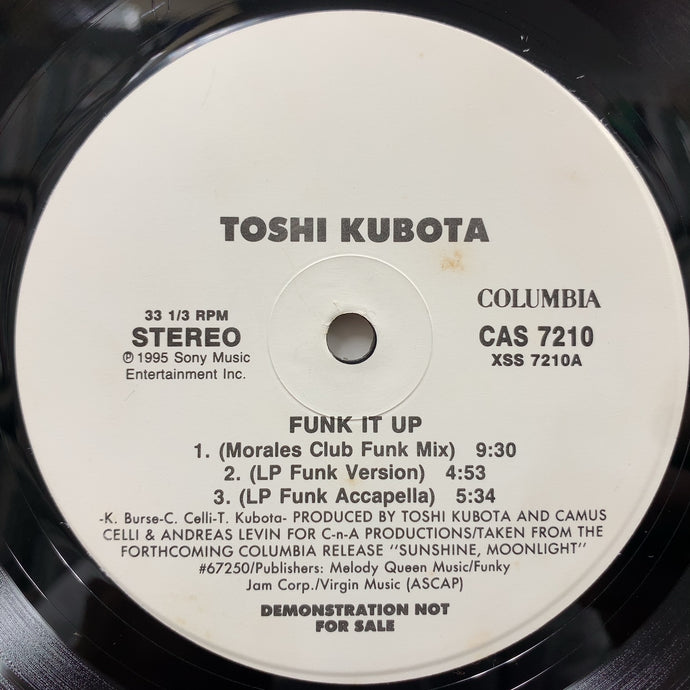 TOSHI KUBOTA (久保田利伸) / Funk It Up (CAS 7210, 12inch) Promo