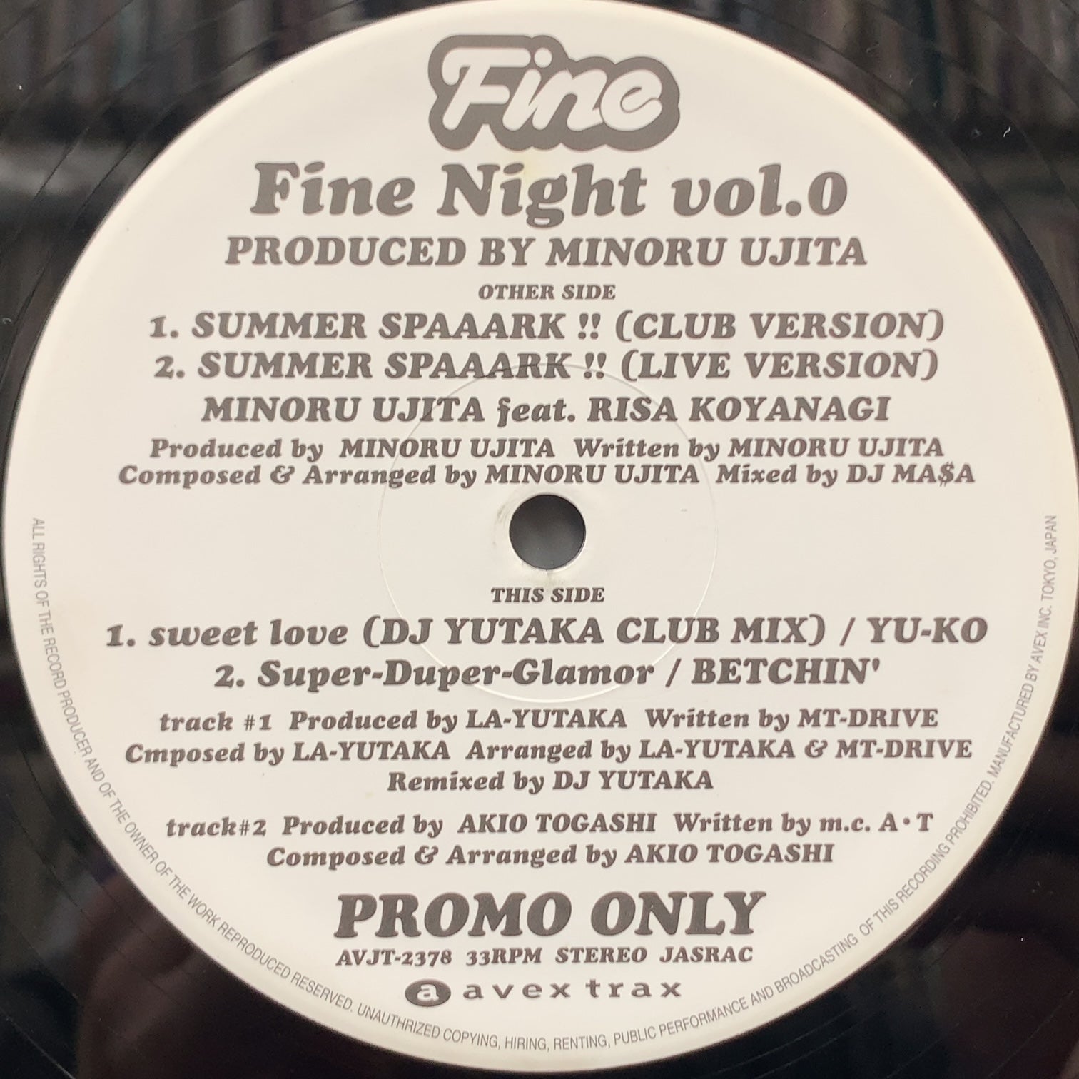 RISA KOYANAGI, YU-KO, BETCHIN' / Fine Night Vol.0 (AVJT-2378, 12inch ...