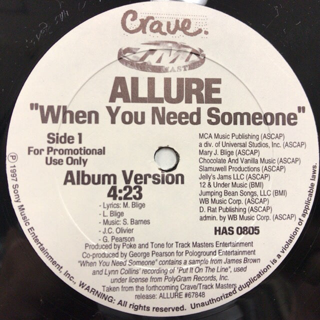 ALLURE / When You Need Someone (HAS 0805, 12inch) – TICRO MARKET