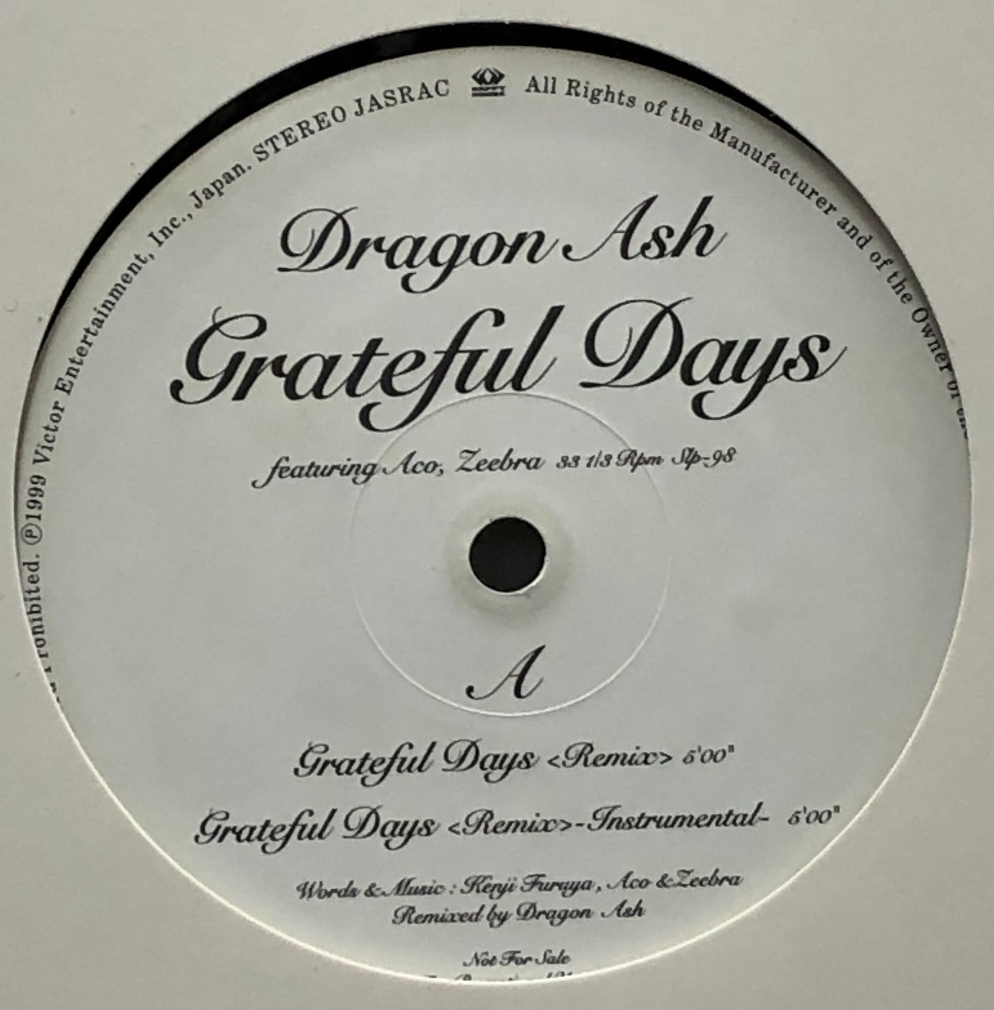 DRAGON ASH Featuring ACO, Zeebra / Grateful Days (Promo) (Victor