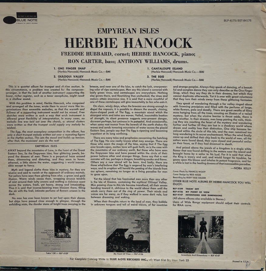 HERBIE HANCOCK / Empyrean Isles (inc. Cantaloupe Island) LP