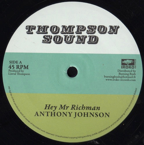 ANTHONY JOHNSON - BUNNY LIE LIE / Hey Mr Richman / Don't You Try (Iroko, BB19, 12inch)