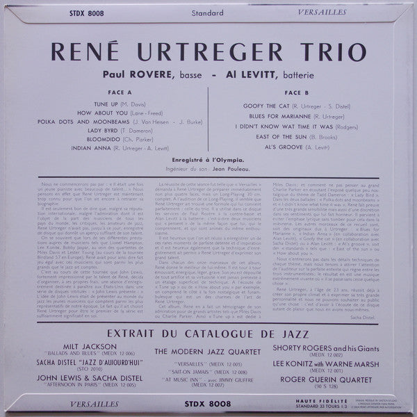 rené urtreger trio レコード RENE URTREGER TRIO / Rene Urtreger Trio（LP） – TICRO MARKET