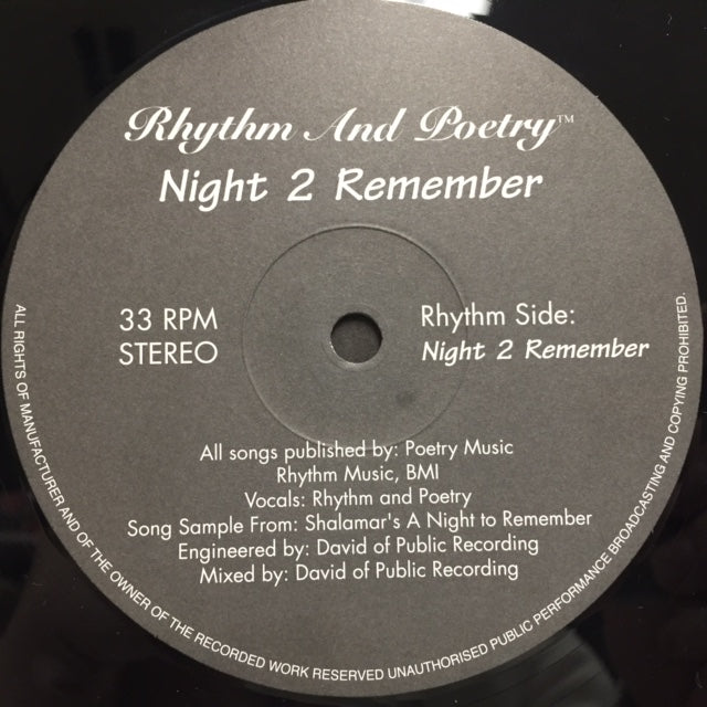 洋楽 Rhythm And Poetry - Night 2 Remember RHYTHM AND POETRY / NIGHT 2 REMEMBER – TICRO MARKET