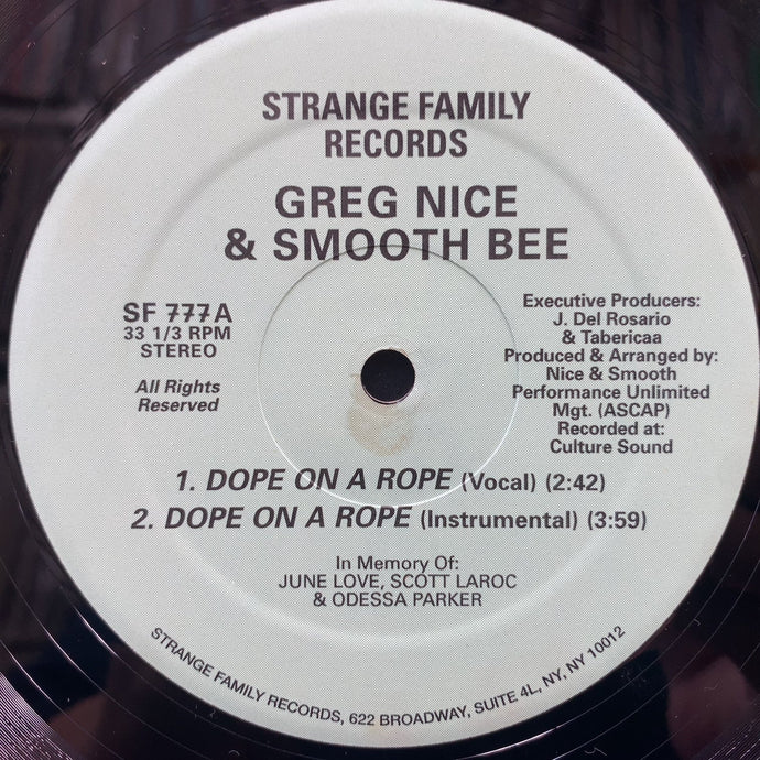 Greg Nice Smooth Bee 12インチレコード GREG NICE & SMOOTH BEE / Dope On A Rope (Reissue, 12inch) – TICRO