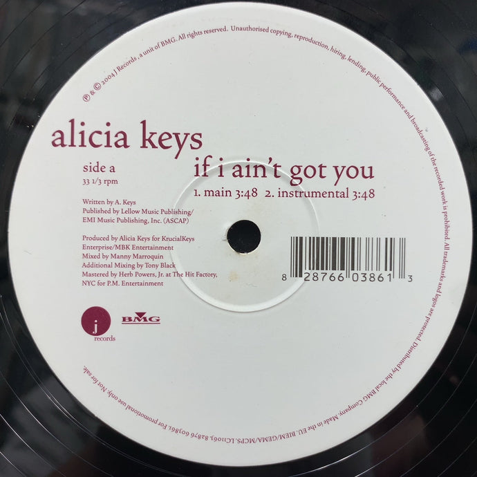 ALICIA KEYS / If I Ain't Got You (82876 603861, 12inch) Promo