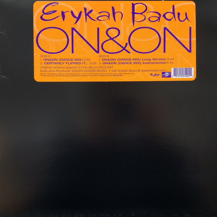 ERYKAH BADU / On & On (Dance Mix) / Certainly (Flipped It) U12 56120, 12inch